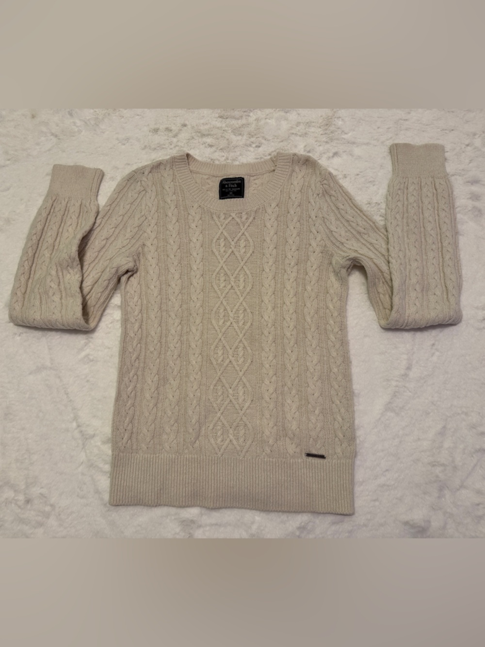 Abercrombie & Fitch Cream Cable Knit Turtleneck Sweater